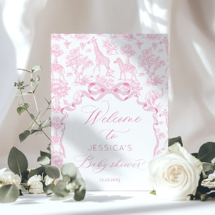 Toile de Jouy Safari Rosa Babydusch Välkommen Poster