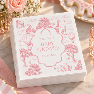 Toile De Jouy Safari Rosa Flickor Barnkalas Servet Pappersservett