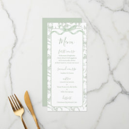 Toile de jouy Sage Baby Shower Menu Card Meny