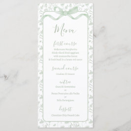 Toile de jouy Sage Green Menu Card Meny