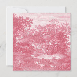 Toile de Jouy Shabby Rosa Pastoral Landscape Inbjudningar
