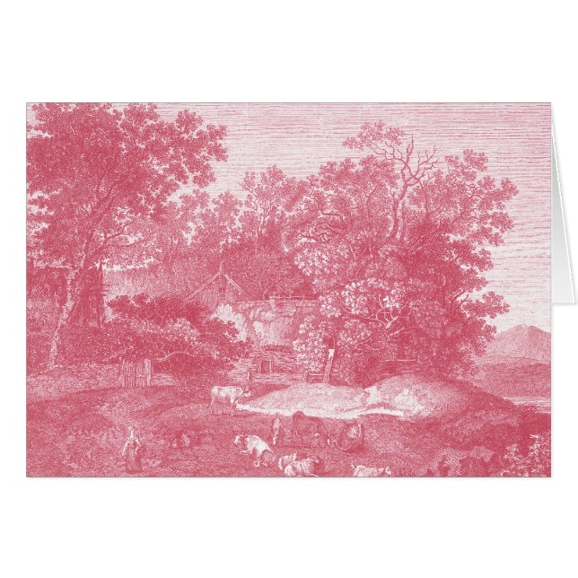 Toile de Jouy Sjaskig landskap den rosa Hälsningskort (Framsidan Horizontal)