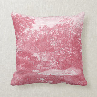 Toile de Jouy Sjaskig landskap den rosa Kudde
