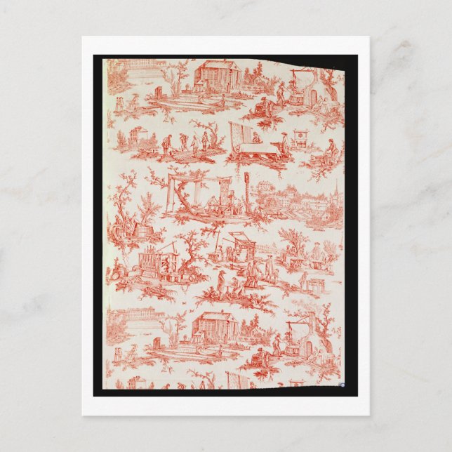 Toile de Jouy, som illustrerar tillverkningsproces Vykort (Framsida)