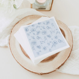 Toile de Jouy Something Blue Blommig bröllopsdusch Pappersservett