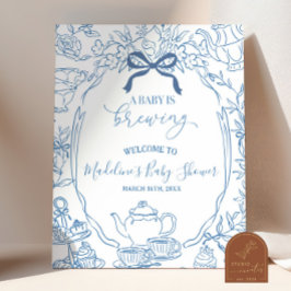 Toile de Jouy Tea Baby Shower Välkomstskylt Poster