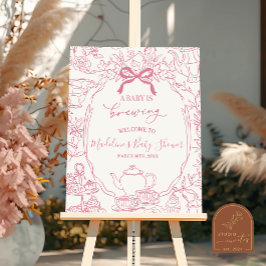 Toile de Jouy Tea Baby Shower Welcome Sign Poster