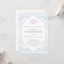 Toile de Jouy Tea Party Baby Shower-inbjudan Inbjudningar