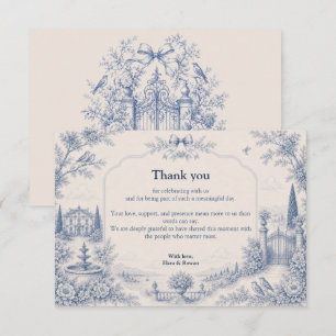 Toile de Jouy Venue Story Bröllop Tacksamhetskort Tack Kort