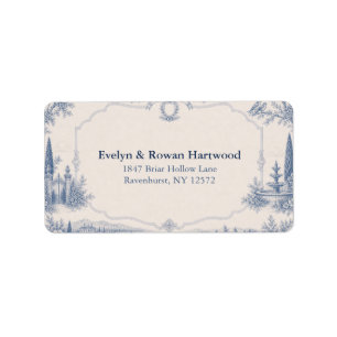 Toile de Jouy Venue Story Bröllopsadressetiketter Adressetikett