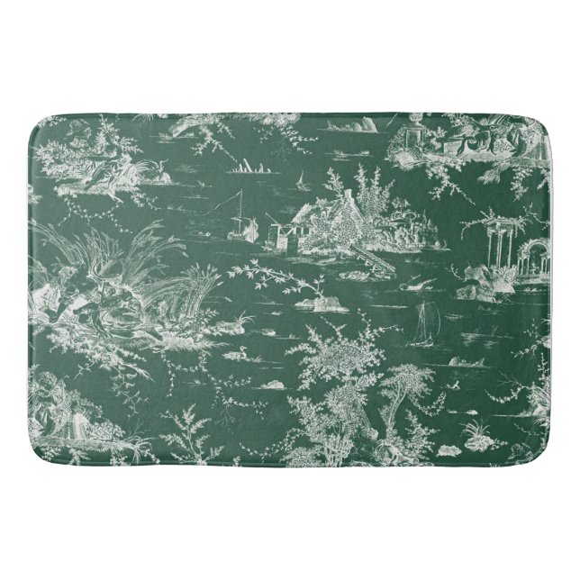 Toile de Jouy verte Badrumsmatta (Framsidan)