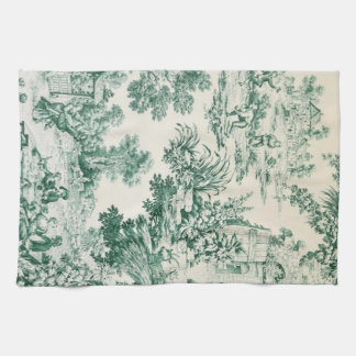 Toile de Jouy verte Kökshandduk