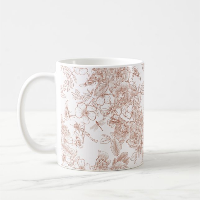 Toile-De-Jouy Vintage Fransk Mönster Bröllop  Kaffemugg (Vänster)