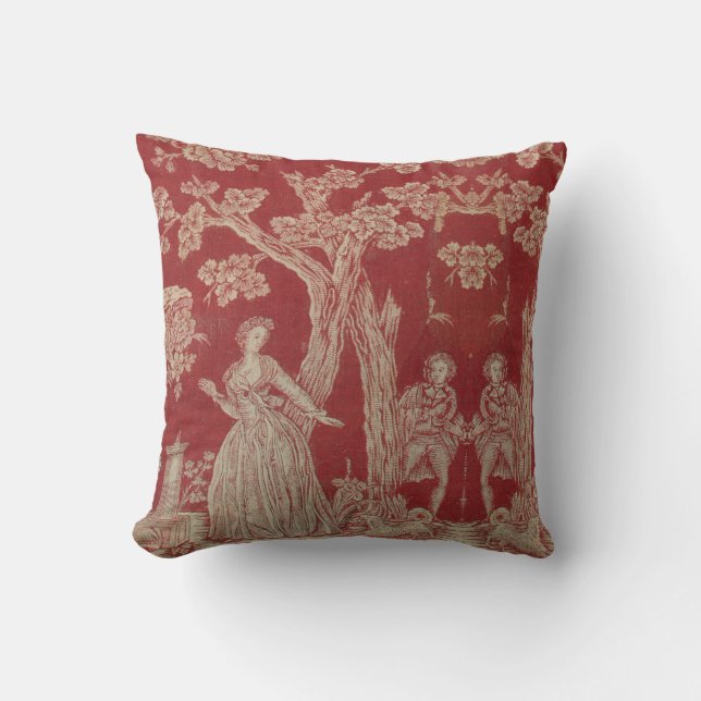 Toile de jouy Vintage Illustration Red Cushion Kudde (Framsida)