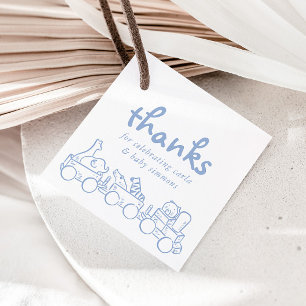 Toile De Jouy Whimsical Blue Baby Shower Gåvor Etiketter
