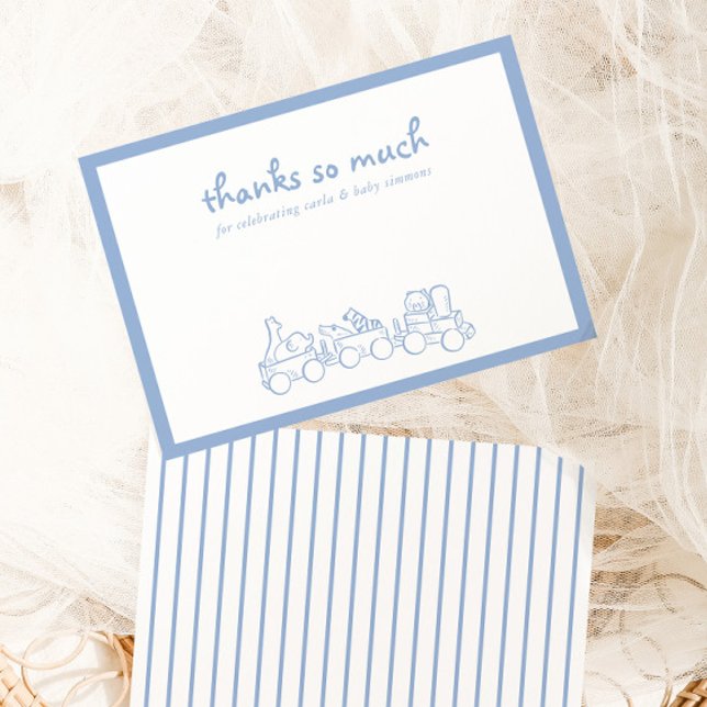 Toile De Jouy Whimsical Blue Baby Shower Tack Kort (Skapare uppladdad)
