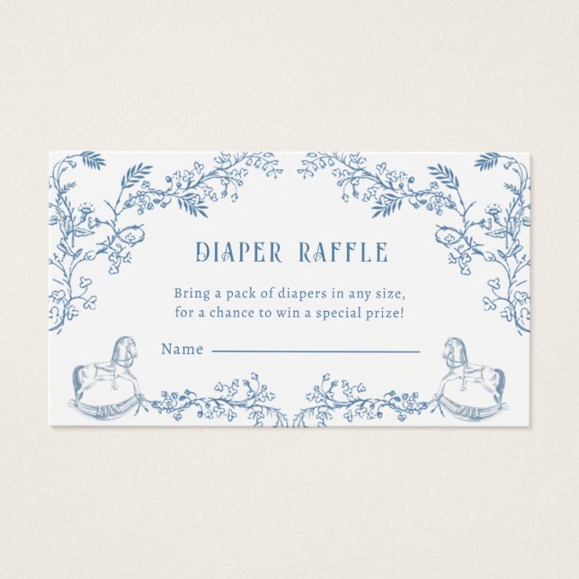 Toile Diaper Raffle Baby Shower Enclosure card Visitkort (Framsidan)