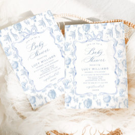 Toile Elegant Safari Hur luft-ballongbabyduschen Inbjudningar