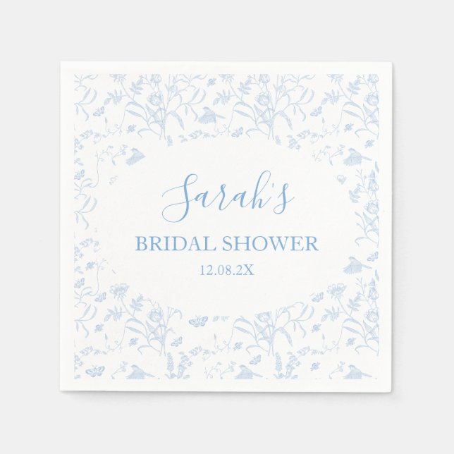 Toile Floral Bröllopsdusch Pappersservett (Framsidan)