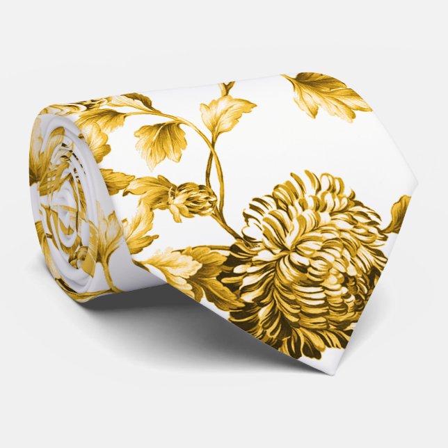 Toile för botaniska Blommigtar i guld & White Mode Slips (Rullad)