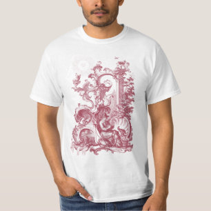 Toile för elegant antik gravyr röd man och hund tröja