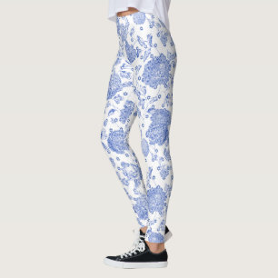 Toile för vit för blåttdavidsstjärnablått blo leggings