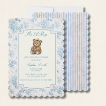 Toile fransk blå blommande vintage teddybjörn