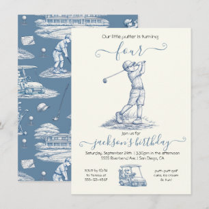 Toile Golf Pojke Födelsedagsfest Inbjudan