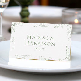 Toile Grönt Bröllop Namn Place Card DIY Inbjudningar