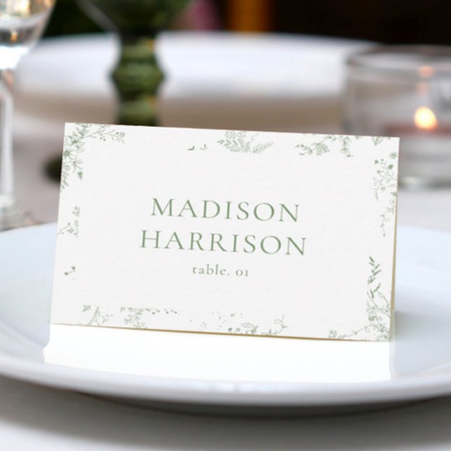 Toile Grönt Bröllop Namn Place Card DIY Inbjudningar (Skapare uppladdad)