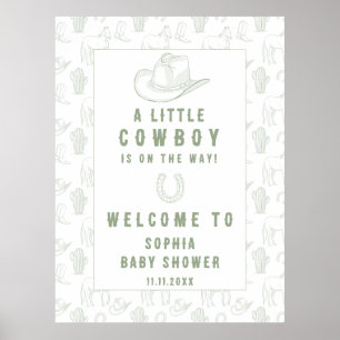Toile Grönt Cowboy Välbabydusch Poster
