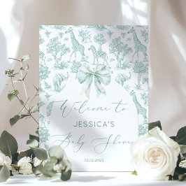 Toile Grönt Safari animals Baby dusch Välkommen Poster