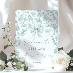 Toile Grönt Safari animals Baby dusch Välkommen Poster