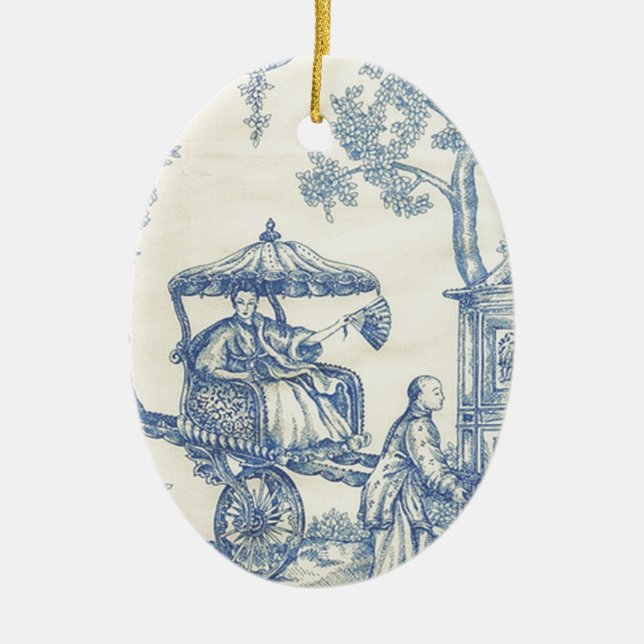 Toile i blått & vit julgransprydnad keramik (Framsidan)