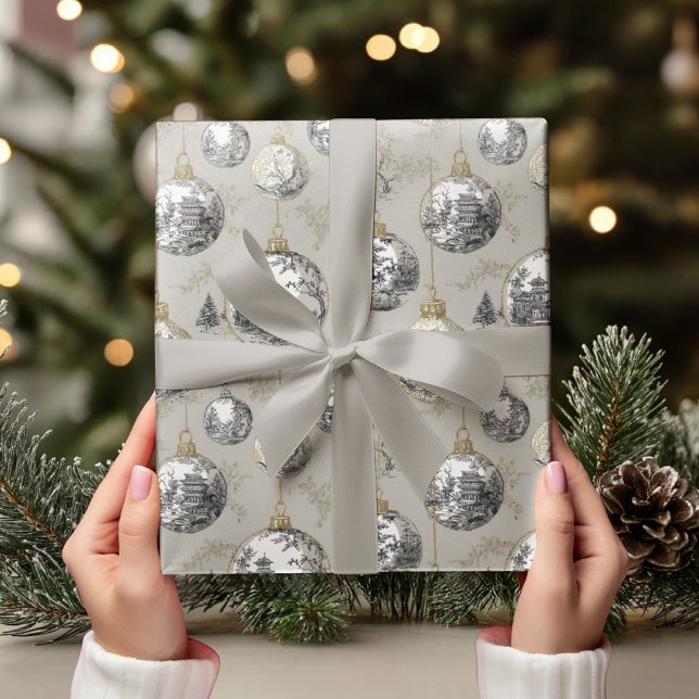 Toile-juldekoration  | Vintage neutral jul Presentpapper (Skapare uppladdad)