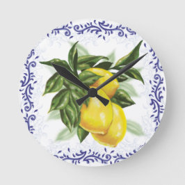 Toile Lemons Clock Rund Klocka