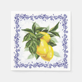 Toile Lemons Cocktail Napkins Pappersservett