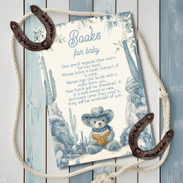 Toile Little Cowboy Nalle Bokar för Baby-kort Inbjudningar