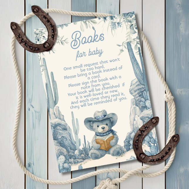 Toile Little Cowboy Nalle Bokar för Baby-kort Inbjudningar (Skapare uppladdad)