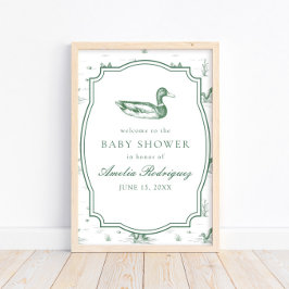 Toile Mallard Anka Könsneutral Baby Shower Poster
