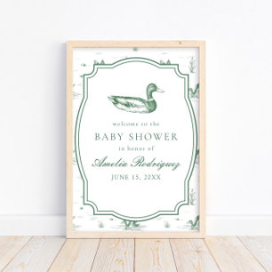 Toile Mallard Anka Könsneutral Baby Shower Poster
