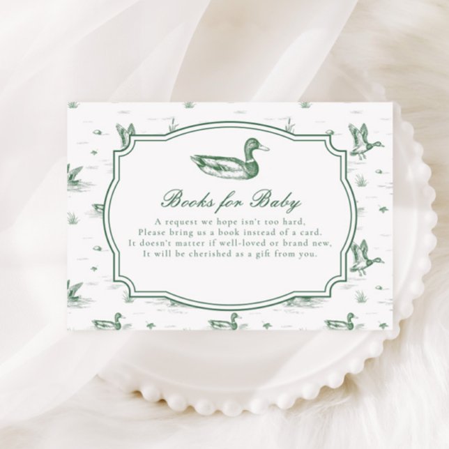 Toile Mallard Anka Neutral Gingham Baby Shower Tilläggskort (Skapare uppladdad)