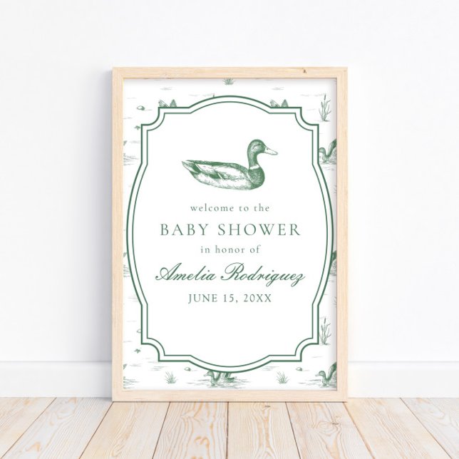 Toile Mallard Duck Gender Neutral Baby Shower Poster (Skapare uppladdad)