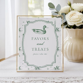 Toile Mallard Duck Gender Neutral Favors & Treats Poster