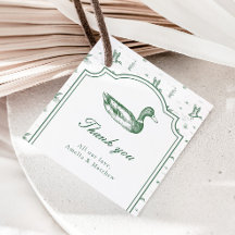 Toile Mallard Duck Neutral Baby Shower Favor