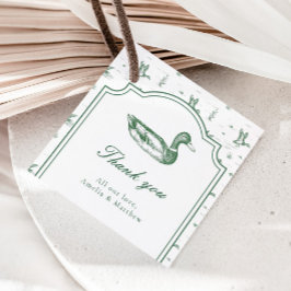 Toile Mallard Duck Neutral Baby Shower Favor Gåvor Etiketter