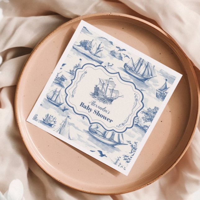 Toile Nautical Baby Shower Pappersservett (Skapare uppladdad)