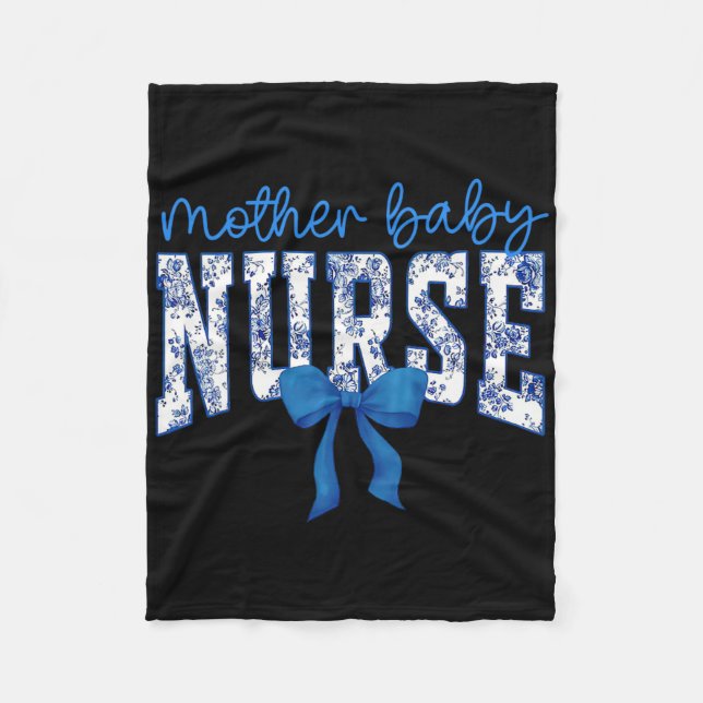 Toile Nurse Bow Blue Coquette Mor Ba Fleecefilt (Framsidan)