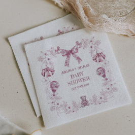 Toile Pastell Rosa Retro Björn leksaker Baby Showe Pappersservett