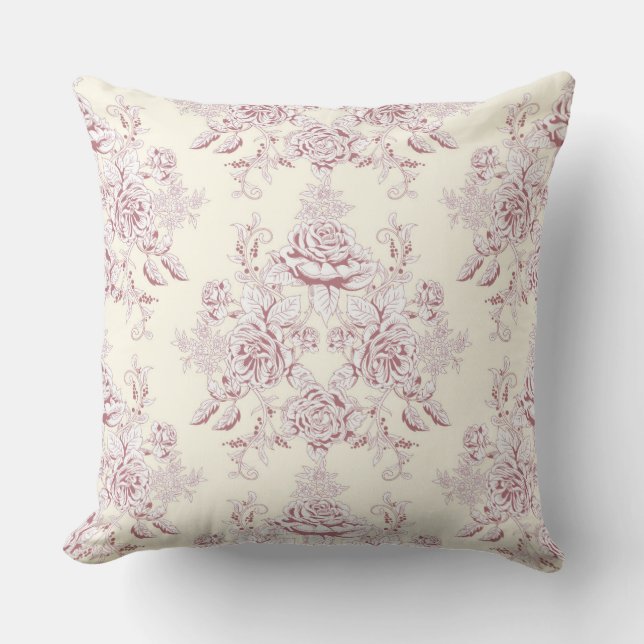 Toile-peony,center-repetition, mönster,pastel färg kudde (Framsida)